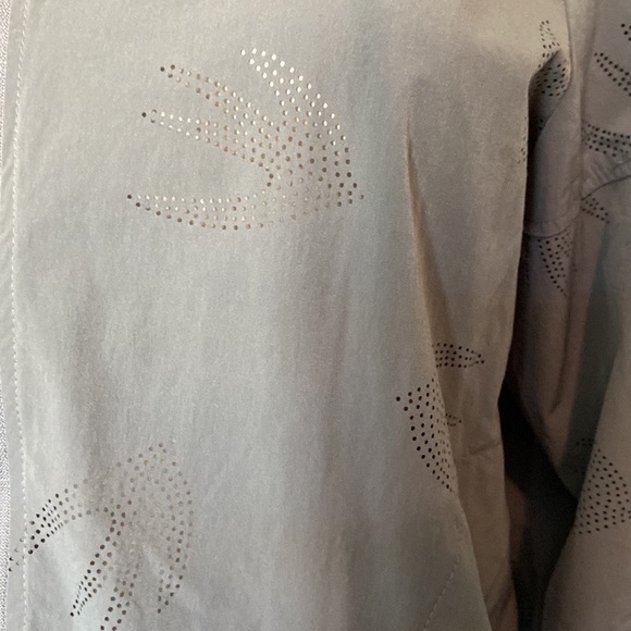 Nanette Lepore gray windbreaker large laser cut birds mock neck lightweight fall - Picture 4 of 13